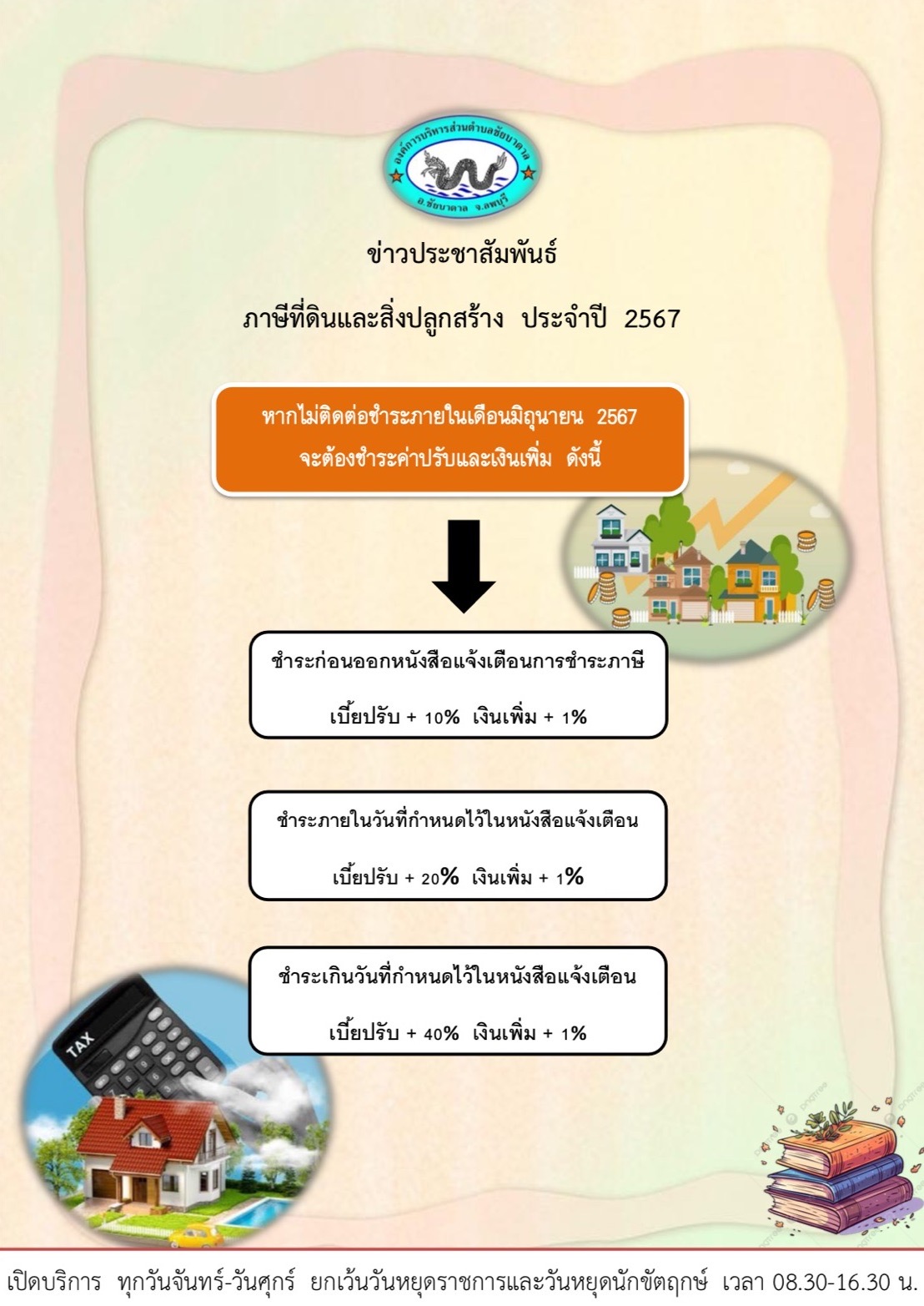 การชำระภาษีที่ดินและสิ่งปลูกสร้าง ประจำปี 2567